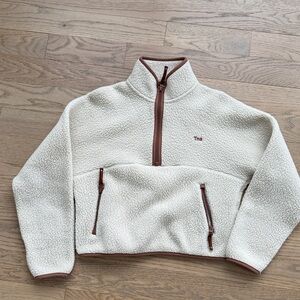 TNA Cream and Brown Fleece Jacket xs